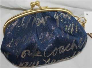 NWT Coach BLUE & GOLD KISS LOCK COIN PURSE $78 61036 Snap FRAME Wallet 