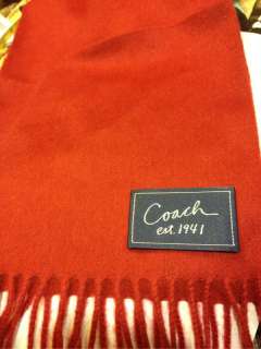 COACH Red Leather Gloves Sz 7 w/Wool Cashmere Blend Scarf Set  