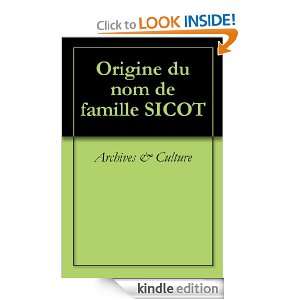 Origine du nom de famille SICOT (Oeuvres courtes) (French Edition 