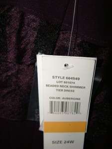 NWT SL Fashions Shimmer and Chiffon Beaded Dress 24W  