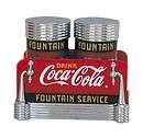 coka cola coke fountain service salt pepper shaker set with caddy 