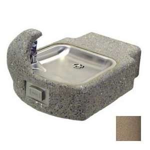 com Barrier Free Square Stone Fountain, Brass Bubbler, Brown Concrete 