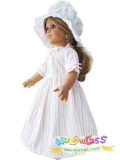 Handmade Pinstripe Colonial Work Gown fits 18 American Girl Doll 