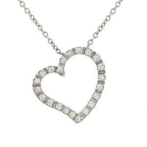  Floating Pave Diamond Heart Pendant on 16 Cable Chain 