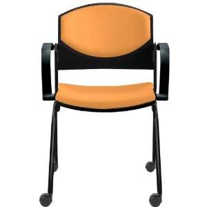 Eddy Stack Side Chair on Casters with Upholstered Back & Seat Pads 