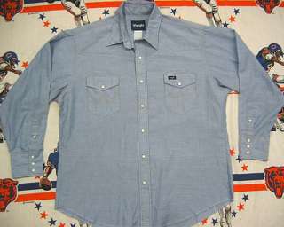 Wrangler BLUE CHAMBRAY WESTERN shirt XL 17 33 cowboy  