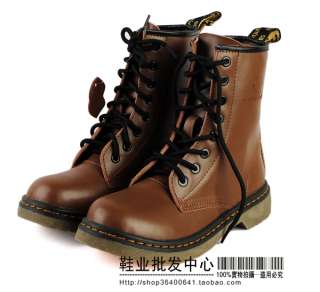 Hot Leather Round Toe Lace Up Martin Military Fashion Ankle Boots 