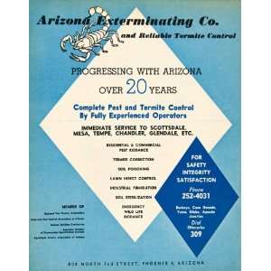  1962 Ad Arizona Exterminating Termite Control Pest 