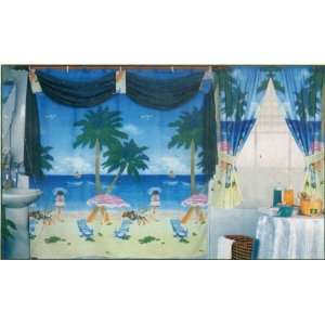 PALM TREE Fabric Printed Shower Curtain and Bathroom Window Curtain