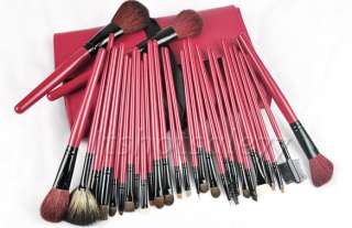   30PCS Pro Red&Black Deluxe Mineral Make Up Brush and Bag Set  
