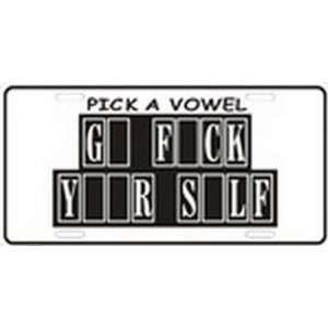  Pick a Vowel License Plate Plates Tag Tags Plates Tag Tags 
