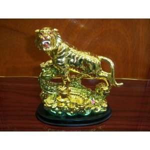  Golden Lucky Lion on Coins Mini Statue Figurine    5 