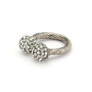  Shamballa Inspired Crystal Ring Silver SusanB. Jewelry