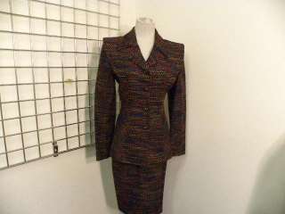 TERRY Multicolored Confetti Boucle 2 Pc Skirt Suit 34/2  