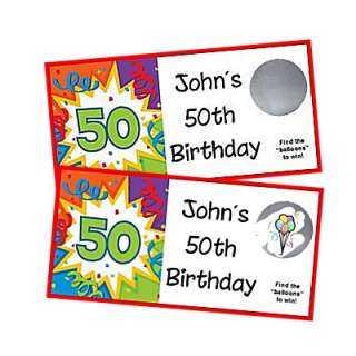 50th birthday party favors 20 scratch off game cards  
