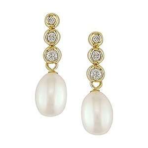    14k Gold White Pearl and 1/3ct TDW Diamond Earrings (7 mm) Jewelry