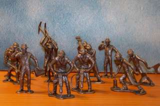 Marx Toys, 4 inch silver construction worker figures   