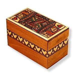   Box, 5036, Polish Handcrafted Card Box with Queen of Hearts, 5x5x3