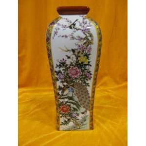   Four Sides Flowers and Birds Chinese Porcelain Vase 