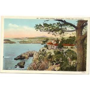   Vintage Postcard Coast from Carmel Highlands   Carmel Bay California
