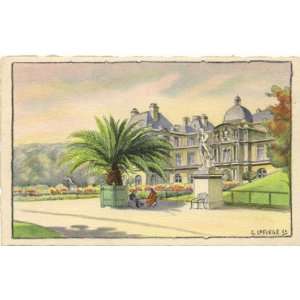  1940s Vintage Postcard Luxembourg Palace   Paris France 