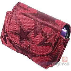  Red Stars Belt Clip Carrying Case for LG Lotus LX600, Motorola Karma 