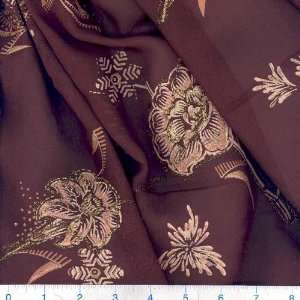  45 Wide Embroidered Crinkle Sheer Bethany Brown Fabric 