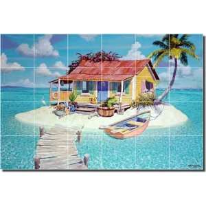  Fantasy Island by Richard Shaffett   Tropical Seascape Ceramic Tile 