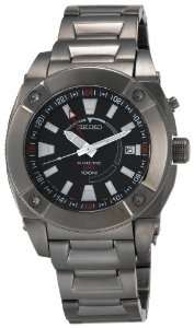    Seiko Mens SUN007 Kinetic GMT Black Ion Watch Seiko Watches