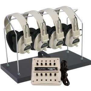  Four Person Stereo Listening Center with Storage Rack 