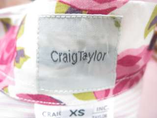 CRAIG TAYLOR Mia Pink Striped Button Down Blouse Top XS  