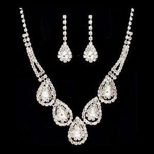  Bridal Wedding Jewelry Set Necklace Earring Crystal 
