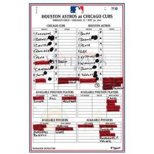  Astros at Cubs 5 30 2011 Game Used Lineup Card (FJ557332 