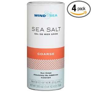 Wind & Sea Sun Dried Sea Salt, Course 26.5 Ounce Canisters (Pack of 4)