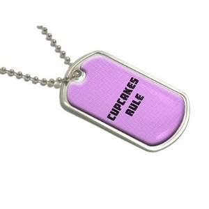  Cupcakes Rule   Military Dog Tag Luggage Keychain 