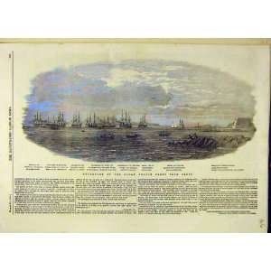  1854 Ocean French Fleet Brest Ships Victorian Print