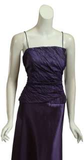   Flattering Iridescent Amethyst Crinkle Silk Evening Gown Dress 16 NEW