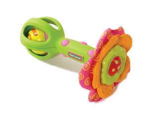fun sounding rattle with crinkly petals and a teether 3 months