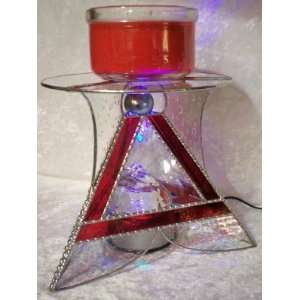 Art Glass Candleholder   sculptured Art Glass Pedestal 