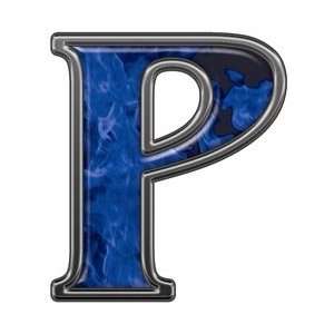 com Reflective Letter P with Inferno Blue Flames   16 h   REFLECTIVE 