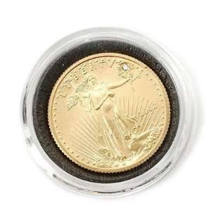  Gold American Eagle Coin w/Diamond 1/4oz Sports 