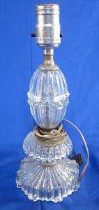Crystal Glass Clear Pressed Table Lamp Vintage 12 Tall  