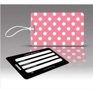   770679 TagCrazy Luggage Tags  Pink and White Polka Dots  Set of Three