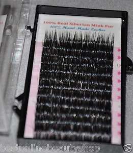 100% Real Mink Fur lashes J Curl .15 x 9 to15mm Eyelash Extension 