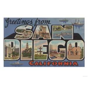  San Diego, California   Large Letter Scenes Giclee Poster 