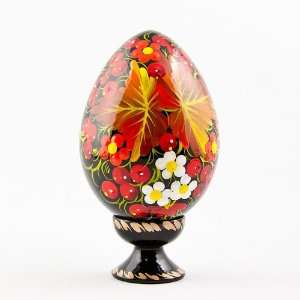  Autumn Wooden Easter Egg, Hand Painted Ukrainian Pysanky 