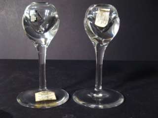 PAIR OF TWO DAUM ART GLASS MEDIUM CANDLE HOLDERS  