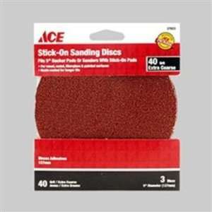  ACE 40 Grit Stick On Sanding Disc 3PK 5 NEW