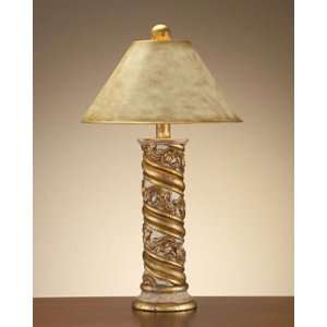  Hand Carved Column Table Lamp