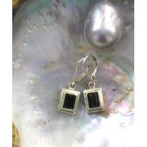 AAA FACETED BLACK AGATE STERLING EARRINGS #2~ Everything 